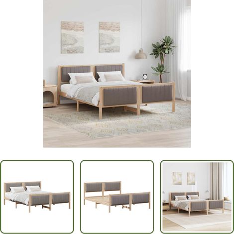 Plattformbett - Bettgestell Braun und Taupe 150 x 200 cm Massivholz Kiefer (1/5)