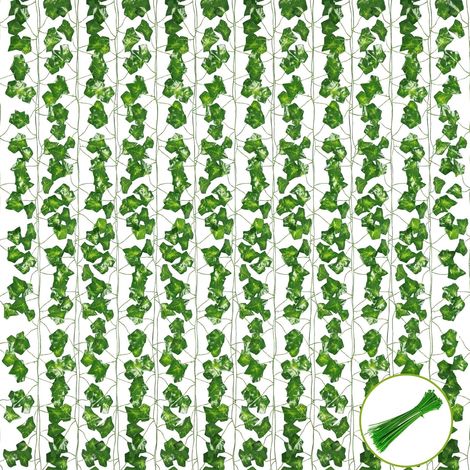 Guirlandes de lierre artificiel Bcc de 2,1 m, lot de 12, guirlandes de lierre artificiel, vigne, faux feuillage de lierre pour la décoration, chambre, fête, mariage, jardin, bureau (1/5)