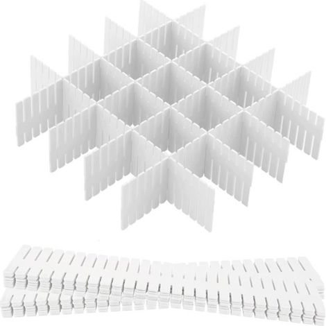 Séparateurs de tiroirs - Réglables - Plastique - Blanc - 12 pièces (1/5)