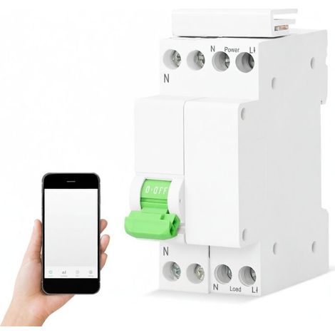 Disjoncteur intelligent Tuya WiFi Contrôle distance appli mobile Visualisation domotique Minuterie, compte à rebours, boucle Compatible Google Home Voice (1/5)
