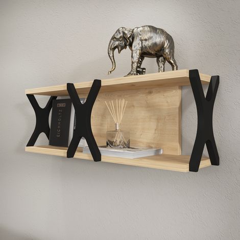 Decorotika Seza Practical Wall Shelf Wall Mounting Shelf Wall Shelving Sapphire Oak And Noir (1/3)