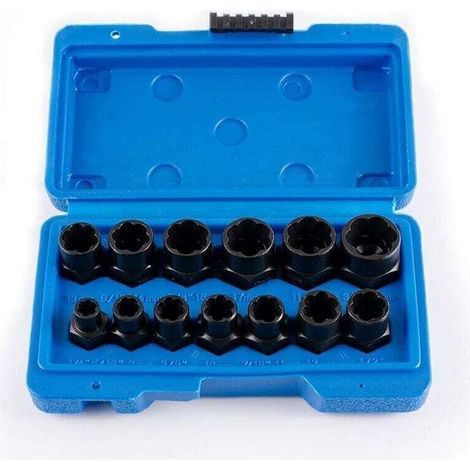 Kit d'extraction d'écrous Extracteur d'écrou Douille d'extraction de vis 6–19 mm, jeu d'extracteurs 13 pièces