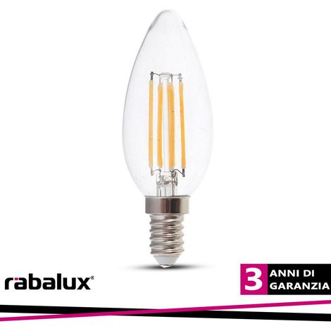 FIL. LED, E14 C37, 4W, 500LM, 4000K - Luce NATURALE (1/2)