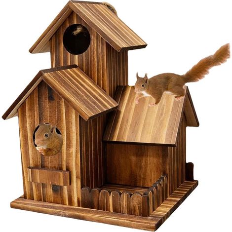 Mangeoire À Écureuils Mangeoire Amusante Avec Auvent Pour Tamias Boîte D'Alimentation Tamias Pour Maison, Aire De Jeux, Clôture, Pique-Nique, Cour, Jardin, Terrasse, Arbre, Oiseau (1/5)