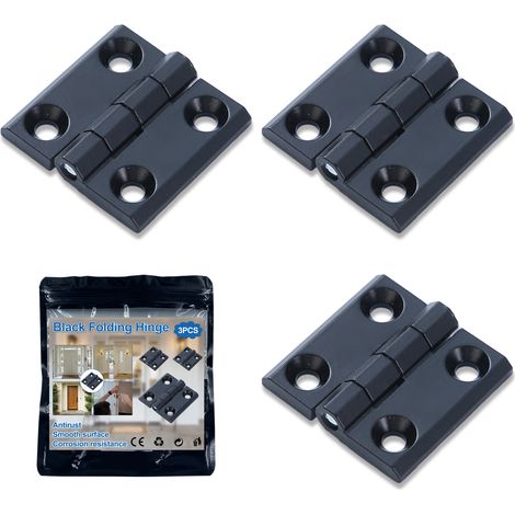 Charnière Pliante - 40 x 40 mm - Acier Inoxydable Noir - Pour Armoires Tiroirs Modèles Réduits - Lot de 3 (1/5)