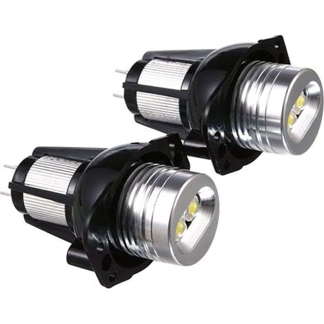 2Pcs E90 Halo Ring LED Light 6W Marker Bulb Xenon White, Phare Automobile Lampe de Direction Signal de Frein Feu arrière de recul (Noir) (1/5)
