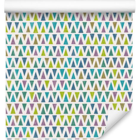 Papier peint à motifs de triangles rétro colorés pour salon et chambre 50x1000 cm (1/5)