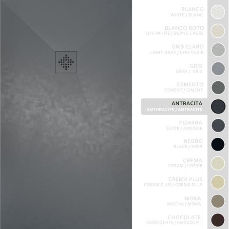 SOULBATH Receveur de Douche -Résine -Gel Coat -Texture Lisse/Pierre -Antidérapant -Couleur Anthracite - 120x100- Extra plat 3cm. Bonde de Vidage incluse - GRILLE MÊME COULEUR (1/5)