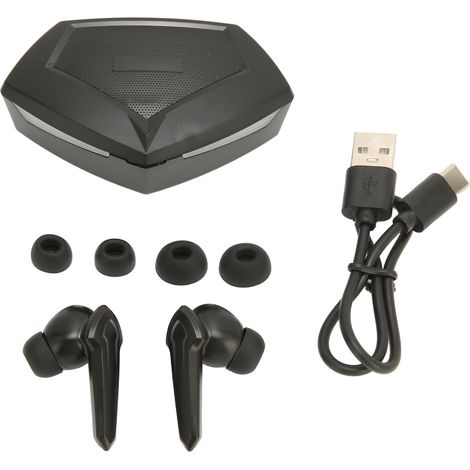 Casque gaming Bluetooth sans fil noir, écouteurs jeu faible latence, mode double, micro intégré (1/5)