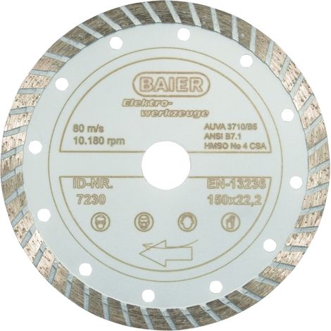 Baier Diamantscheibe Turbo (All)Round 125 x 22,2 mm, weiß graviert