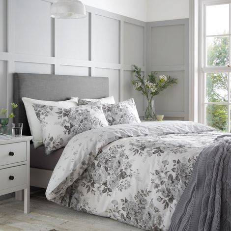 Parure de lit réversible avec Housse de Couette et taies d'oreiller Gris King Size (1/5)