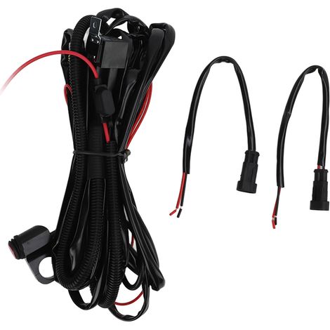 Interruptor para manillar de motocicleta/ATV - Kit de cableado impermeable de aluminio para faros antiniebla LED, 2,2 m para 2 faros de 12 V (1/5)