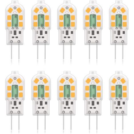 G4 2W LED Ampoule, 20W Ampoules Halogènes équivalentes, Blanc Chaud 3000K,200Lm,12x SMD,12V AC/DC - Pack de 10 [Classe énergétique A+] (1/5)