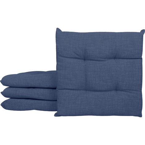 Set 4/6 Cuscini Sedia Con Lacci Cuscino 4 Punti Imbottiti Spessore 6 Cm Blu - 4 Pezzi