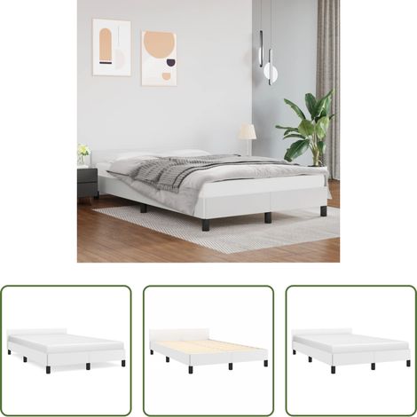 vidaXL Kopfteilbett - Bettgestell ohne Matratze Weiß 120x190 cm Kunstleder (1/5)
