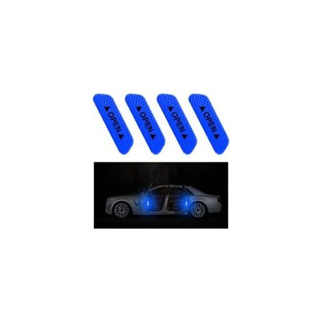 4 pegatinas para puertas de coche, pegatinas recordatorias para puertas abiertas, pegatinas reflectantes impermeables anticolisión, accesorios para el exterior e interior del coche (azul) - Crezuo