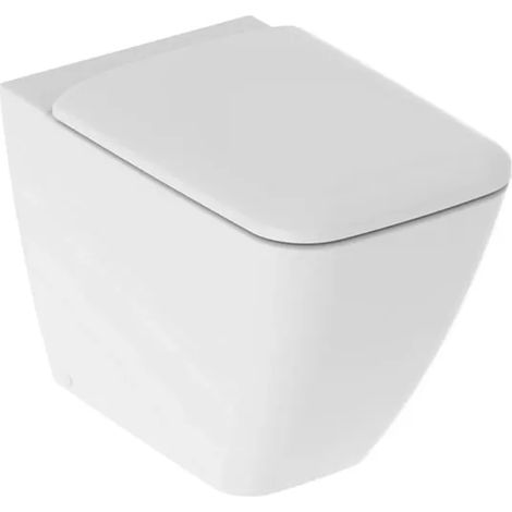 Vaso wc a terra serie Icon Square, filo parete con sedile e con sistema rimfree, ceramica bianca GEBERIT