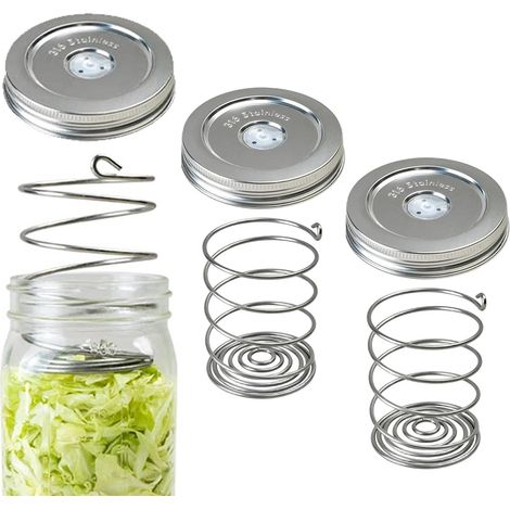 Juego de 3 tapas de fermentación herméticas de acero inoxidable para (1/5)