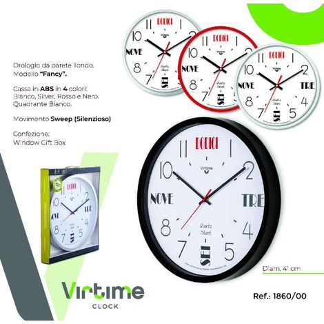 Orologio da Parete in ABS Maxi Fancy Movimento Silenzioso 41 cm 4 Colori (1/2)