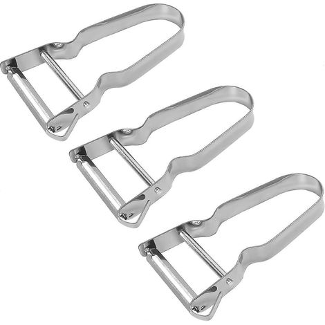 Éplucheur à lame droite avec manche en inox véritable (lot de 3) pour la cuisine - Lame en métal pour pommes de terre, fruits et légumes - Barre de vitesse Rex (1/5)