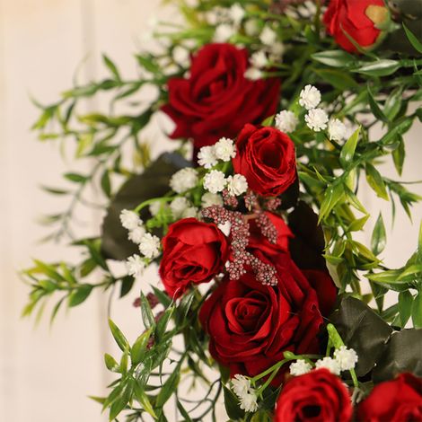 Couronne Cœur Artificielle pour Saint-Valentin, Mariage Printemps avec Roses et Ruban Décoratif (1/5)