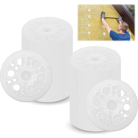 Lot de 120 rondelles isolantes en polypropylène pour isolation en panneaux de fibres de bois - Rondelles fixes pour la fixation et le soutien (1/5)