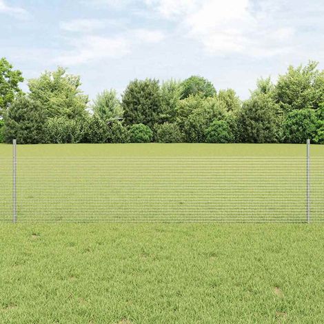 Zaun mit Pfosten Silber 0,5 x 100 m Stahl