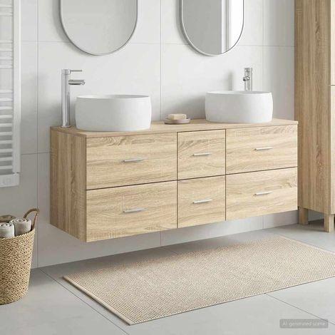 vidaXL Bathroom Furniture Set 3 pcs Sonoma Oak 49.5 x 44.5 x 66 cm (1/5)