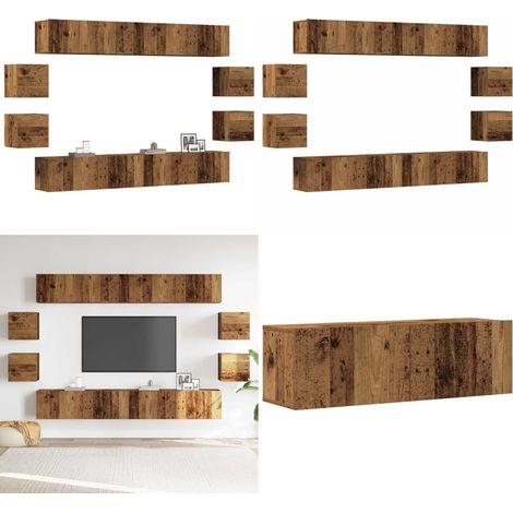 vidaXL Ensemble de meuble TV mural 8 pcs vieux bois bois d'ingénierie (1/5)