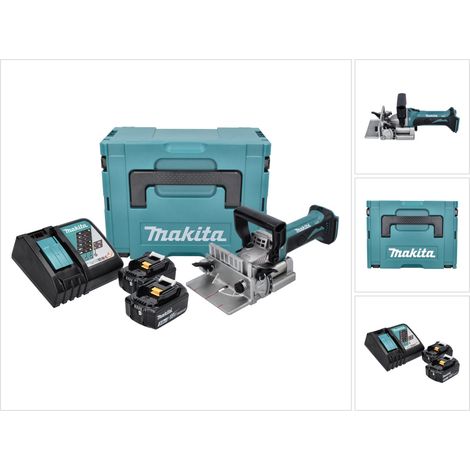 Makita DPJ 180 RFJ Scanalatrice a batteria 18 V 100 mm + 2x Batterie 3,0 Ah + Caricabatterie + Makpac