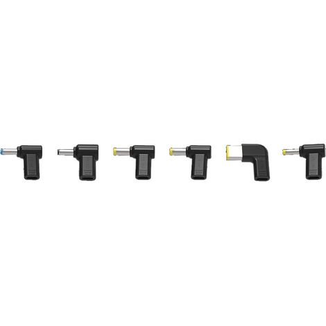 HQ-Power Juego de 6 enchufes adaptadores de USB-C a portátil para Carga Universal, Apto para portátiles HP, DELL, Acer, Lenovo y ASUS con Conexiones de 4 mm o 5,5 mm, Negro (1/2)