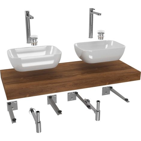 Naturel SAT-Badezimmerset mit Dolce Unterspülplatte 120x8x50 cm Charleston-Eiche KSETDO19