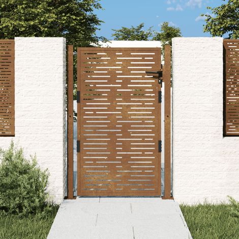 Portail de jardin Portail de clôture Portillons de jardin 105x130 cm acier corten conception de carré XRJR730984