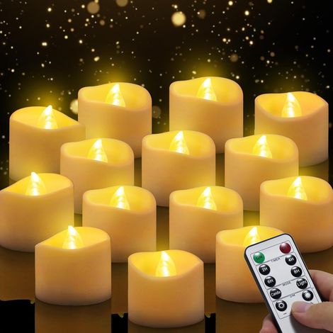 bougies chauffe-plat LED sans flamme avec télécommande et mode minuterie automatique : 6 heures allumées et 18 heures éteintes lumière chaude, 3,2 x 3,6 cm (1/5)