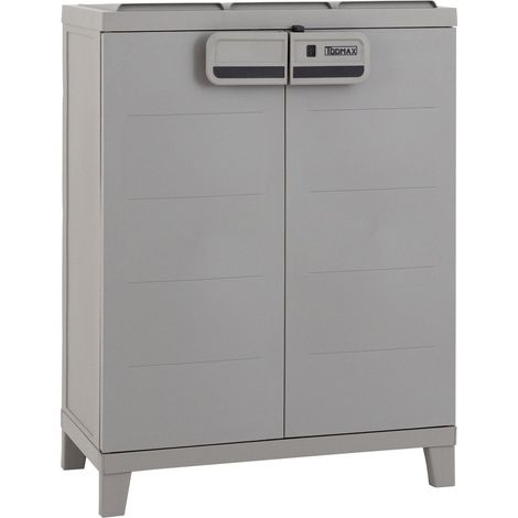 Toomax Armadio 2 Ante Second Life 66 x 40 Cm H 88 Cm Grigio Tortora – Mobile Multiuso in Plastica Riciclata