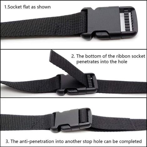 25mm aftiga Nylonband avec Spännen Bagageremmar Universalrem 150 cm Noir 4 pcs