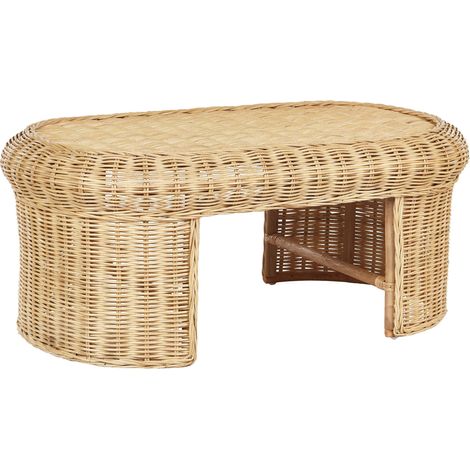 Garden Coffee Table LIVADEIA 60 cm 96 cm Rattan Natural