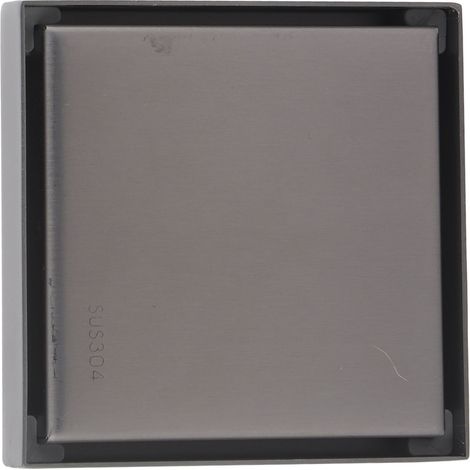Bonde de douche invisible carrée de 10 cm (4 pouces) en acier inoxydable anti-odeurs, 1,3 mm, carrelable, grise (1/5)