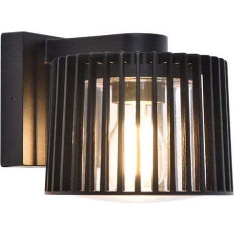 LUTEC SHYNE applique extérieure moderne en aluminium noir mat E27 verre transparent IP54 (1/3)