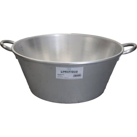 Bassine à gras lourde conique 32L – Épaisseur 3mm – Anses aluminium – Compatible tous feux sauf induction – Le Pratique