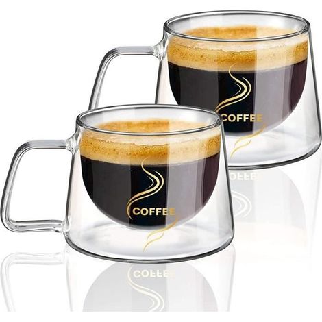 Tasse à Café Double Paroi Lot de 2 - Verre Borosilicate - 200ML - Compatible Lave-Vaisselle (1/4)