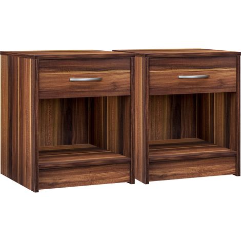 Casaria set of 2 bedside tables Hamburg with drawer handle storage compartment 50x40x35 cm Merano brown bedside table nightstand bed (1/5)