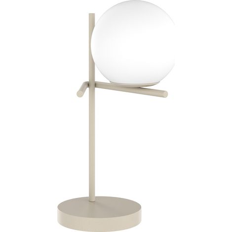 Lampada Scrivania Contemporanea Boomerang Metallo Sabbia Vetro Bianco 1 Luce E27
