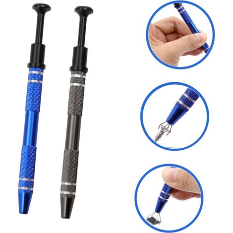 2 pinzas metálicas para chips IC, herramienta de selección de chips - azul + negro (1/5)