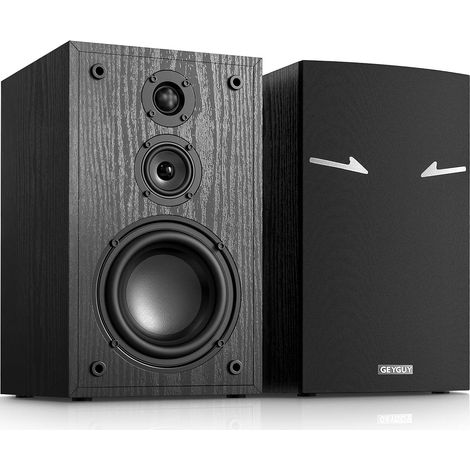 Enceintes de bibliothèque – Puissance 240W (2×80W RMS) – 3 Voies avec Woofer 5,2", Médian 2" et Tweeter 1" – Grille Amovible – Pieds Antidérapants (1/5)