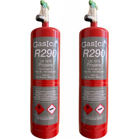 Pack 2 R290 Propano Alta Pureza 800g  Sustituto Ecológico Alta Eficiencia  Ideal para HVAC, Bombas de Calor y Refrigeración