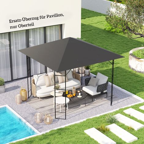 Toiture de remplacement pour tonnelle 3 x 3 m. imperméable (UPF 30+). en tissu Oxford 370 g/m². gris