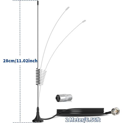 Antenne Radio Dab FM Amplifiée Intérieure 75 ohm Base Magnétique (1/4)