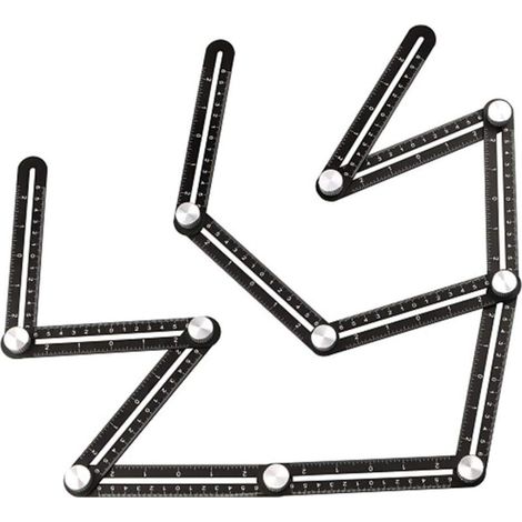 Règles pliables Règle de mesure multi-angle, en alliage d'aluminium, 12 règles pliantes, Localisateur de perçage de carreaux, Outil de mesure pour bricoleurs, constructeurs, charpentiers, carreleurs, (1/4)