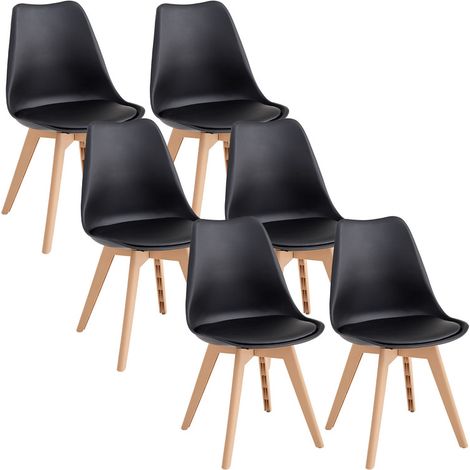 Wokaka - Set di 6 sedie da pranzo - Design scandinavo - Sedie nere, gambe in polipropilene